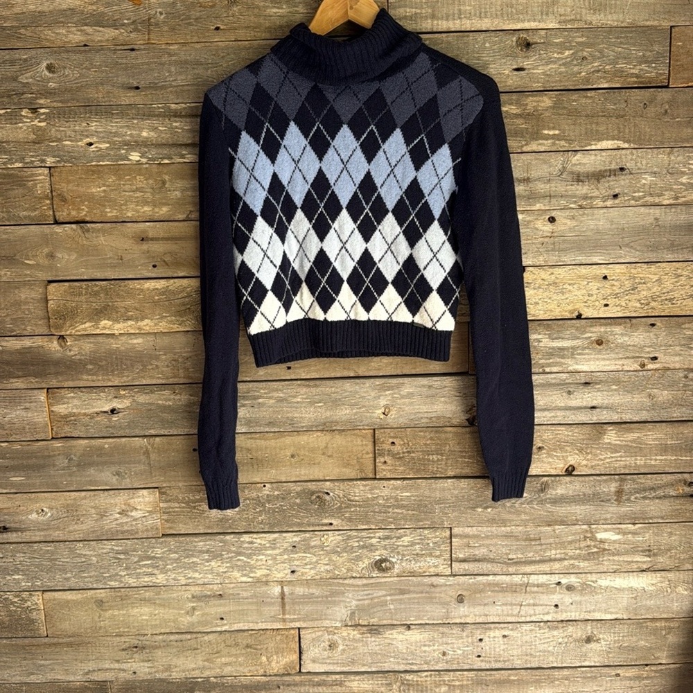 Hollister Black and White Cowl Neck Sweater